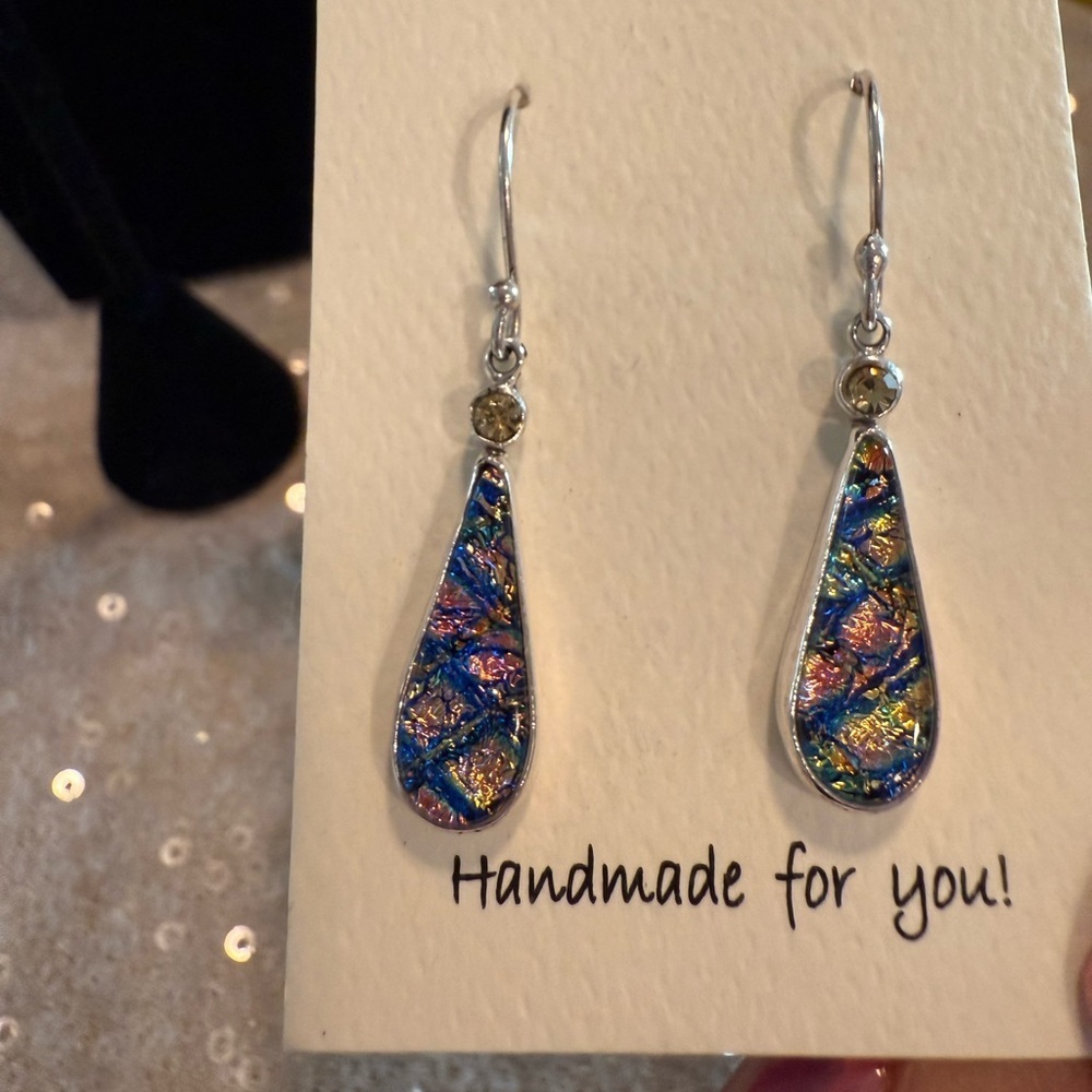 NWT Mosaico Austrian Crystal Dichroic Glass necklace & earrings 💕💕 new line! 💕💕 - Picture 9 of 13